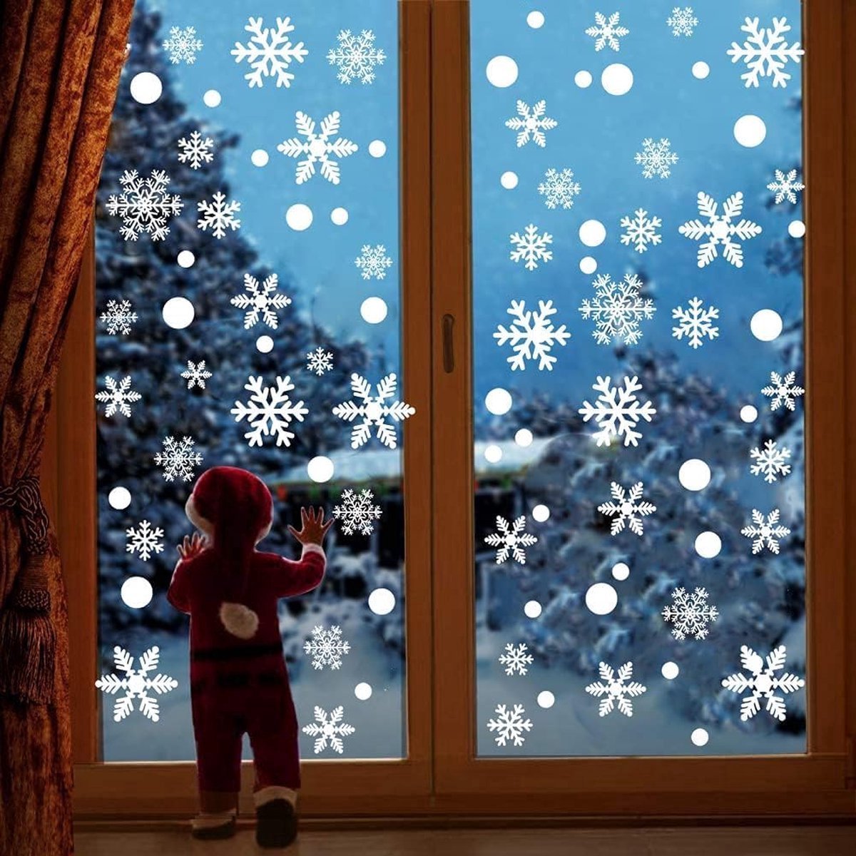 GoldRock Glitter sneeuwvlokken kerstdecoratie raam zilver, 54 stuks raamafbeeldingen Kerstmis zelfklevend groot, kerstdecoratie raamstickers, sneeuwvlok kerstdecoraties winter raam
