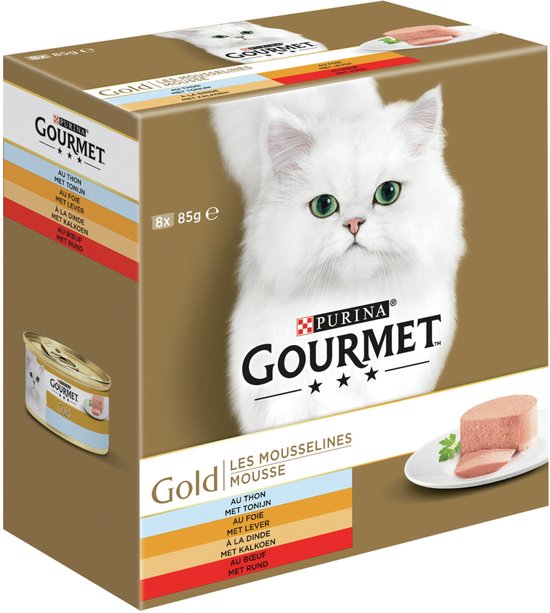 Gourmet Gold Fijne Mousse Multi Pack - Kattenvoer - 8 x 85 g