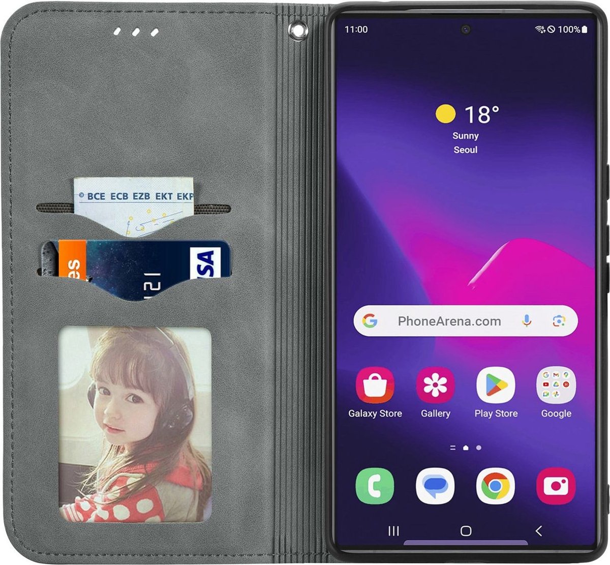 Mobigear Telefoonhoesje geschikt voor Samsung Galaxy S25 Ultra Hoesje | Mobigear Retro Slim Bookcase Portemonnee | Pasjeshouder voor 2 Pasjes | Telefoonhoesje voor Pinpas / OV Kaart / Rijbewijs - Grijs