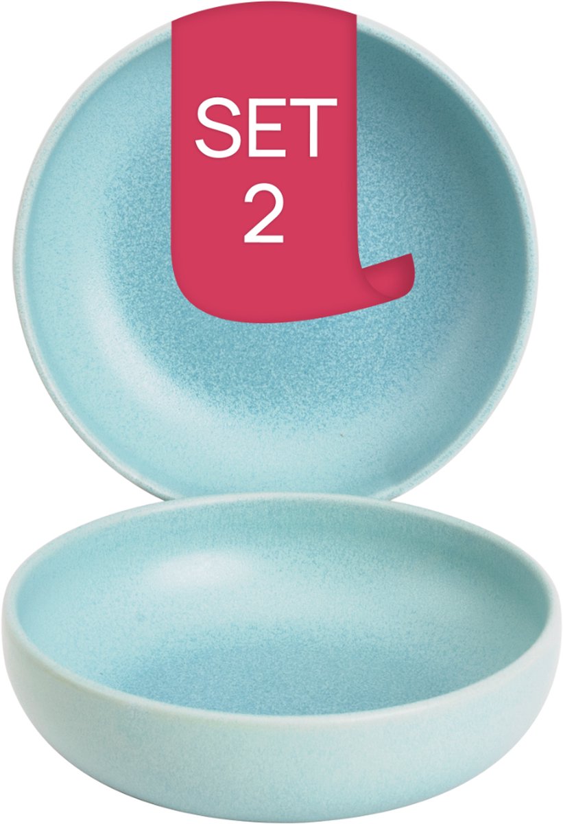 James Cooke - Bliss - Schaal - Kom - 2 stuks - 57 cl - ø 16 cm - Lichtblauw - Stoneware - Bordenset
