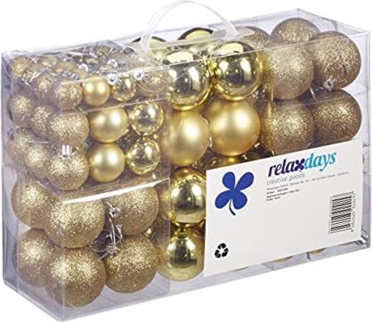 Kerstballen - Set van 100 stuks, kerstdecoratie, mat, glanzend, Kerstversiering, glitters, kerstboom ballen - Goud - Kerstboomdecoratie