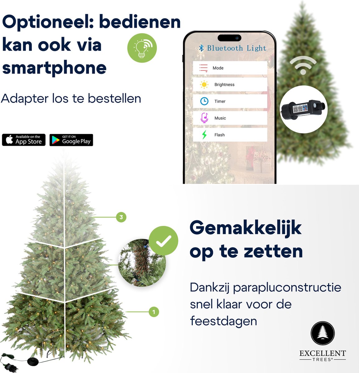 Excellent Trees® LED Ulvik 150 cm - Premium Kerstboom met 250 LED lampjes - ⌀80cm - 150cm – foto 5