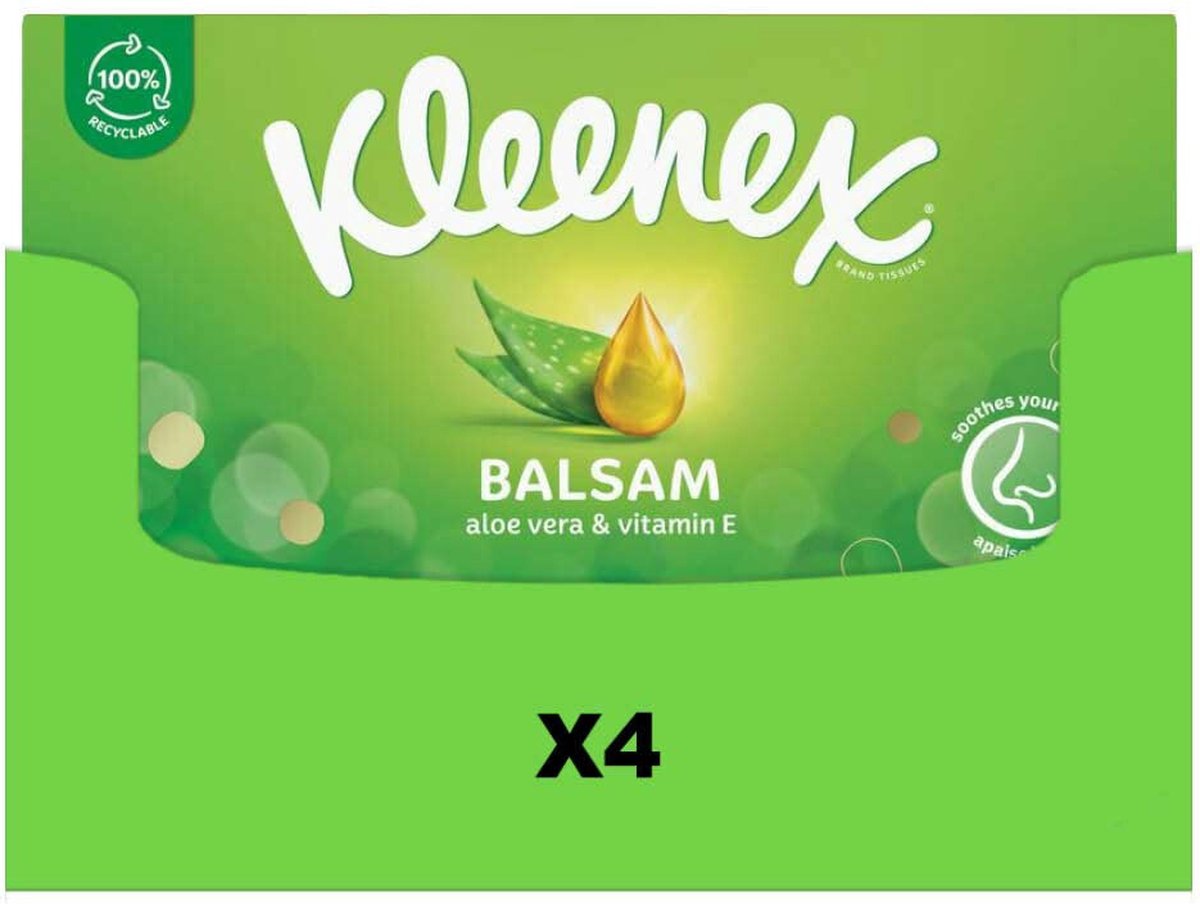 Goedkoopste Kleenex Tissues Balsam 3-laags 4 x 64 stuks = 256 tissues