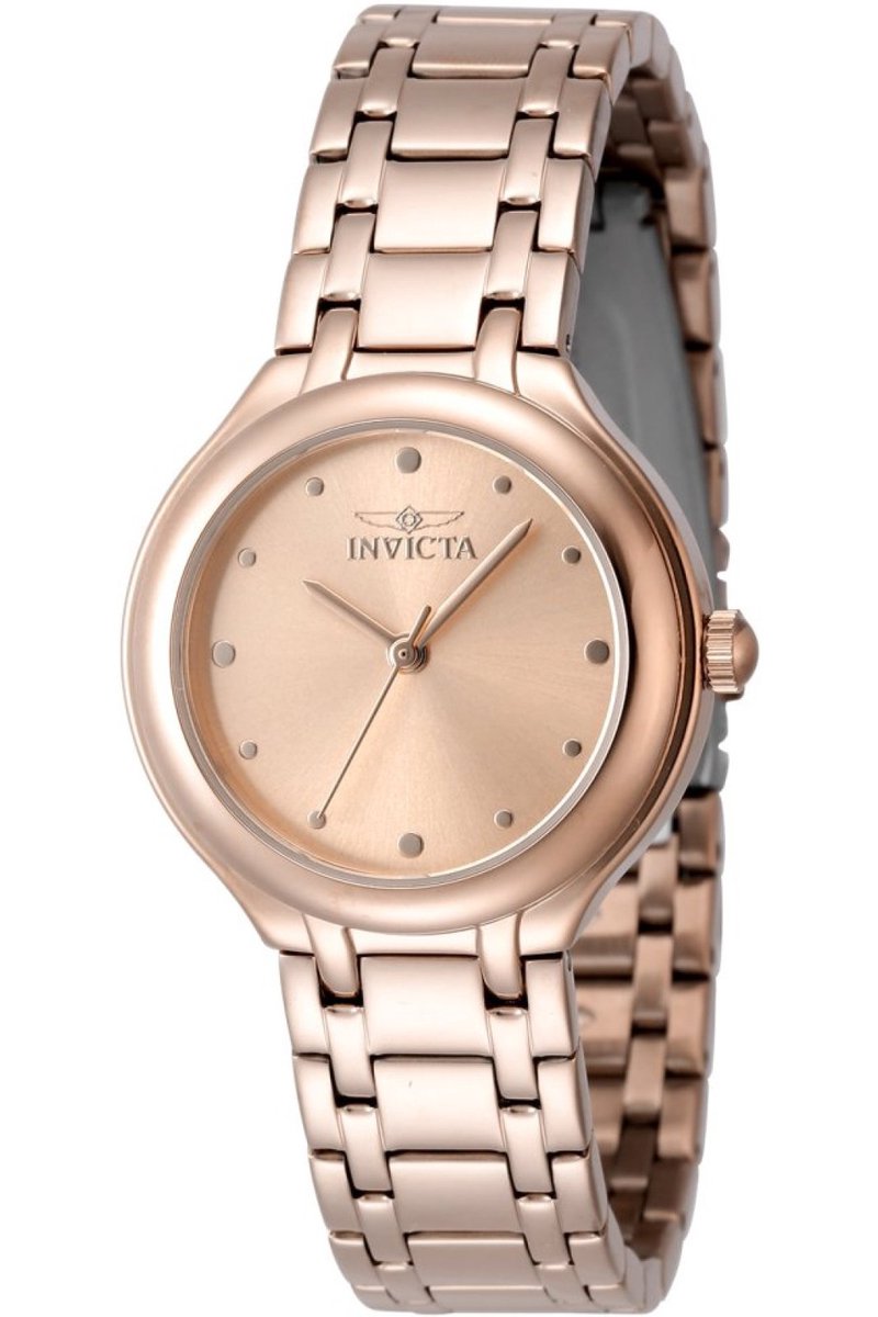 Invicta Wildflower 48228 Dames Horloge - Waterdicht - Analoog - Quartz Uurwerk - Roestvrij Staal met rosegouden Wijzerplaat - 32mm