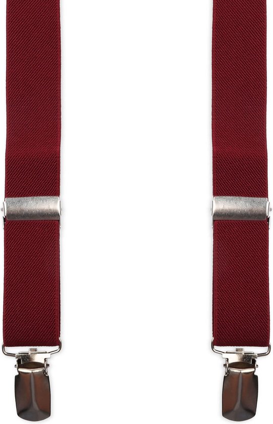 Adapté - Bretelles X-Model Bordeaux - Bretelles Hommes Adultes | Clips robustes - Clips solides - Clips larges | Une taille unique pour tous | Uni | Emballage cadeau