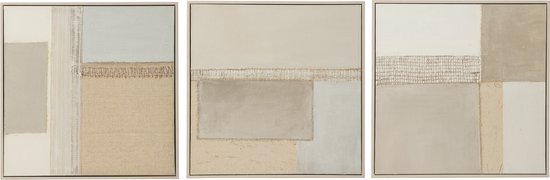 J-Line Toile Tod Canvas/Bois De Pin Mix Assortiment De 3