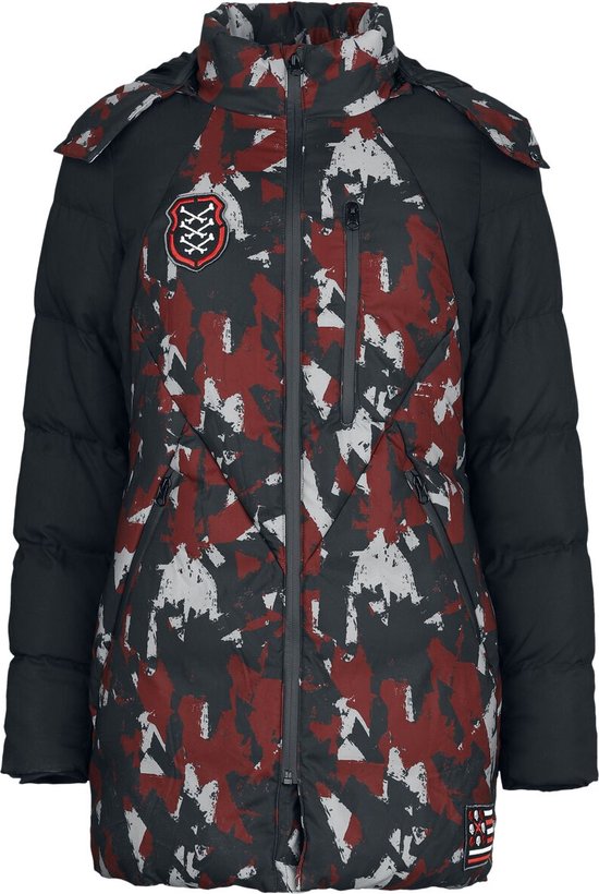Veste d'hiver camouflage Rock Rebel by EMP rouge et noir avec patchs Femme - M