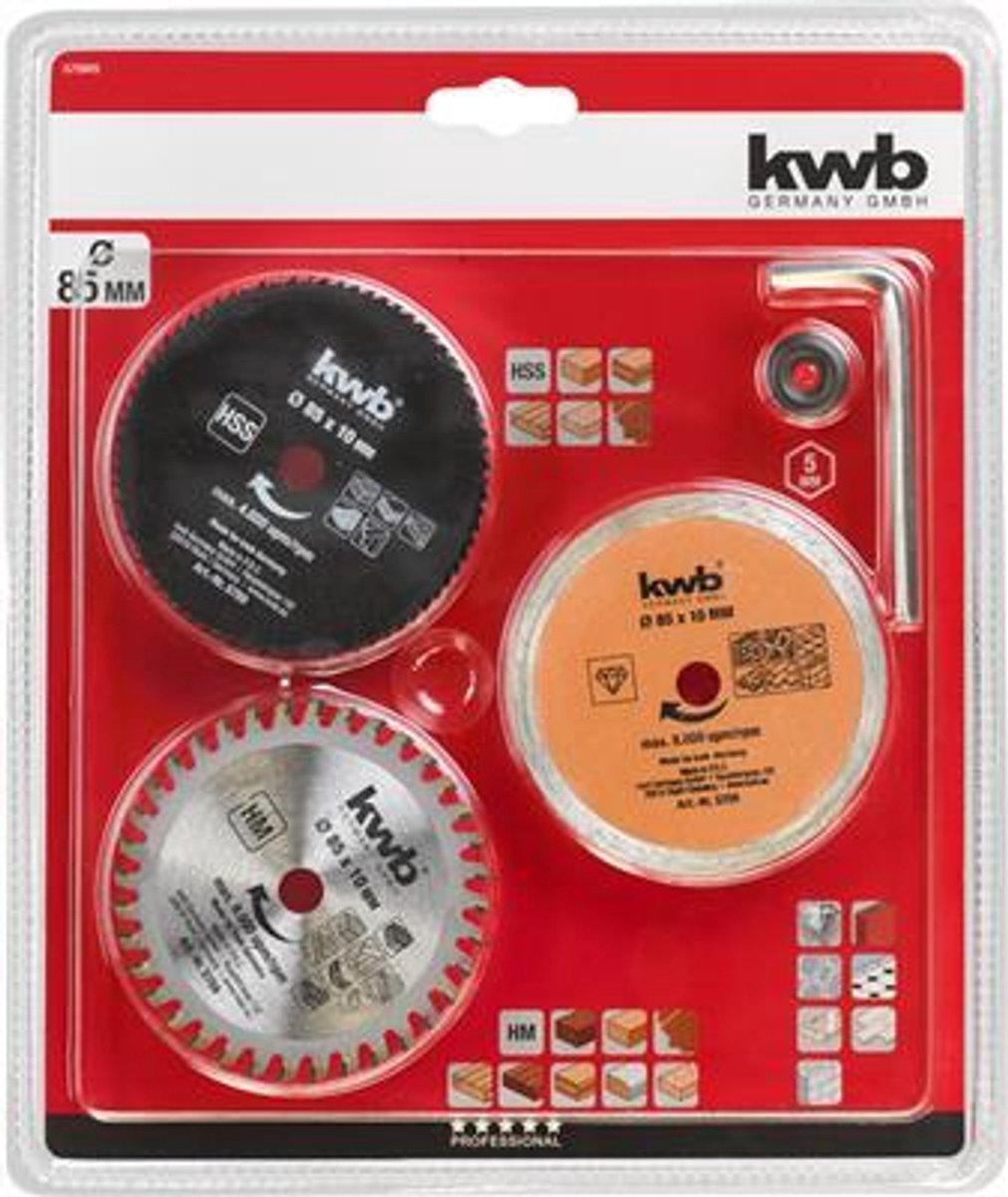 KWB mini cirkelzaagbladenset 5-delig
