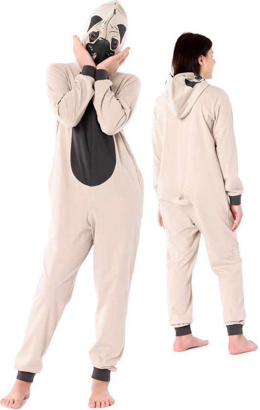Ladeheid Meisjes Overal slapen Pyjama - met Capuchon - Lange mouwen - Lange broek - Katoen - LA-LA40-233-PJ - Beige Mop - 170