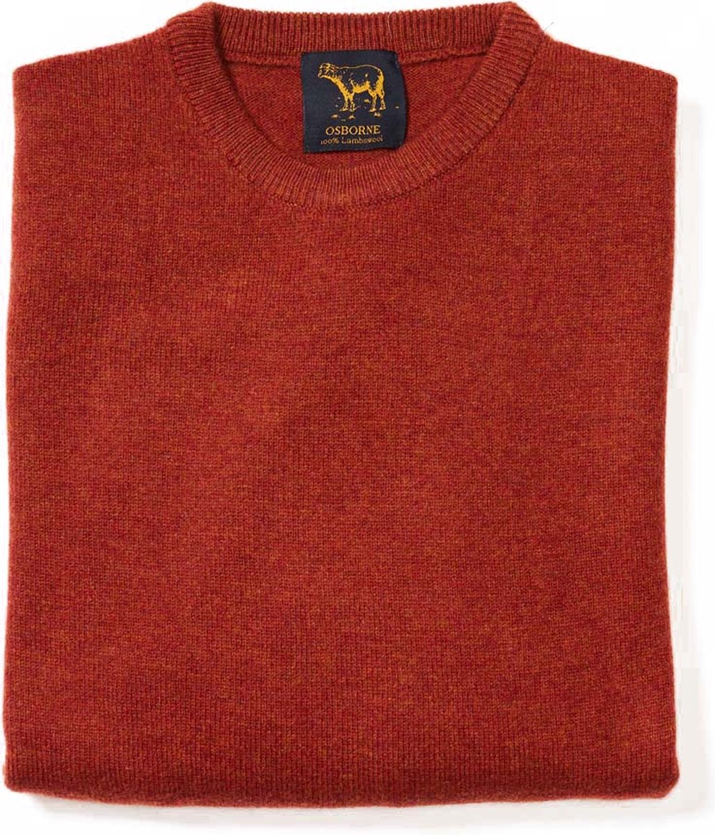 Osborne Knitwear Trui met ronde hals - Sweater heren in Lamswol - Pullover Heren - Ember - XL