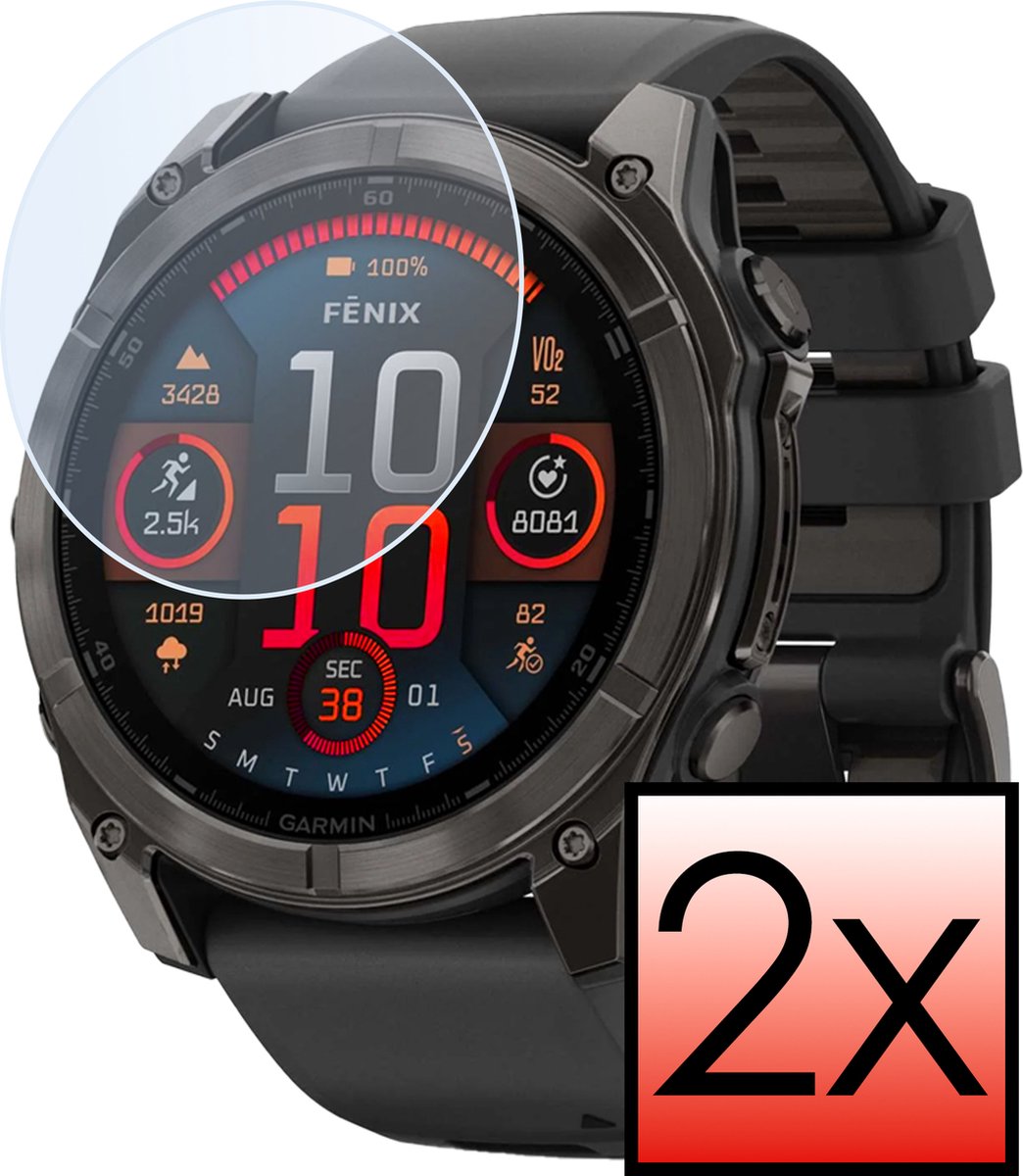 Screenprotector Geschikt voor Garmin Fenix 8 Solar (47 mm) Screenprotector Tempered Glass Gehard Glas - 2 PACK
