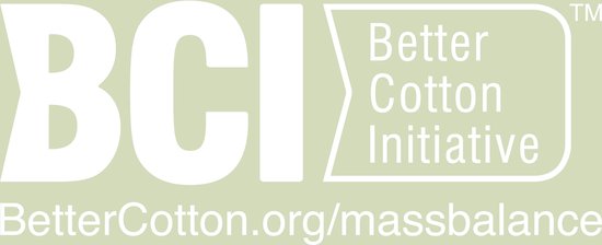 Logo met tekst BCI Better Cotton Initiative en BetterCotton.org/massbalance.