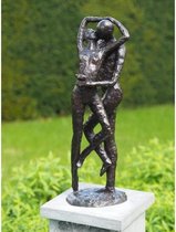 Tuinbeeld - bronzen beeld - Zoenend liefdespaar - Bronzartes - 54 cm hoog