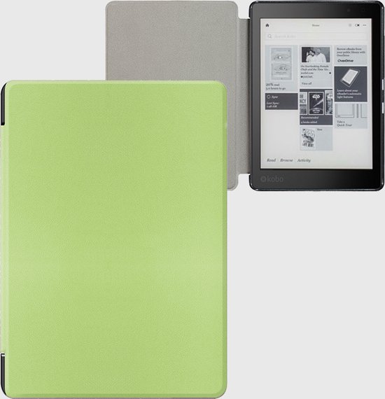 Lunso Geschikt voor Kobo Aura H20 Edition 2 hoes (6.8 inch) - sleepcover - Groen - (niet voor de Kobo Aura edition 2) van Lunso — afbeelding 4