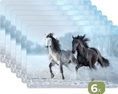 Sets de table - 6 pièces - 45x30 cm - Set de table en plastique - Chevaux - Hiver - Animaux - Nature - Neige - Dessous de plat - Décoration de table - Accessoires de décoration de table de cuisine