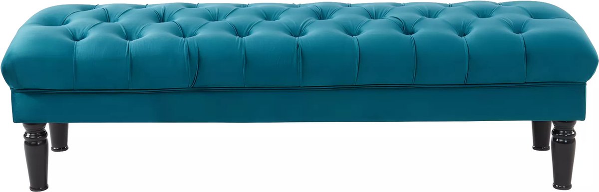 Vente-unique Bankje voor voeteneinde bed RINALDO - Blauwgroen fluweel