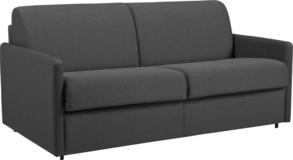 Vente-unique Driezitsslaapbank express van stof CALIFE - Grijs - Slaapoppervlak 140 cm - matras 18 cm