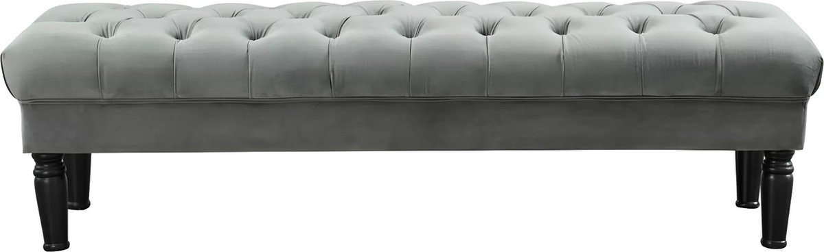 Vente-unique Bankje voor voeteneinde bed RINALDO - Grijs fluweel L 160 cm x H 46 cm x D 50 cm