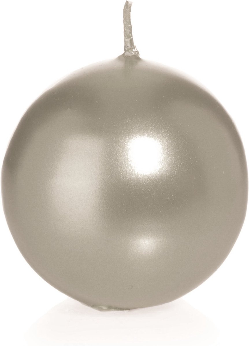Trend Candles Bolkaars glad - zilver - 8 cm - 25 branduren - ronde kaarsen