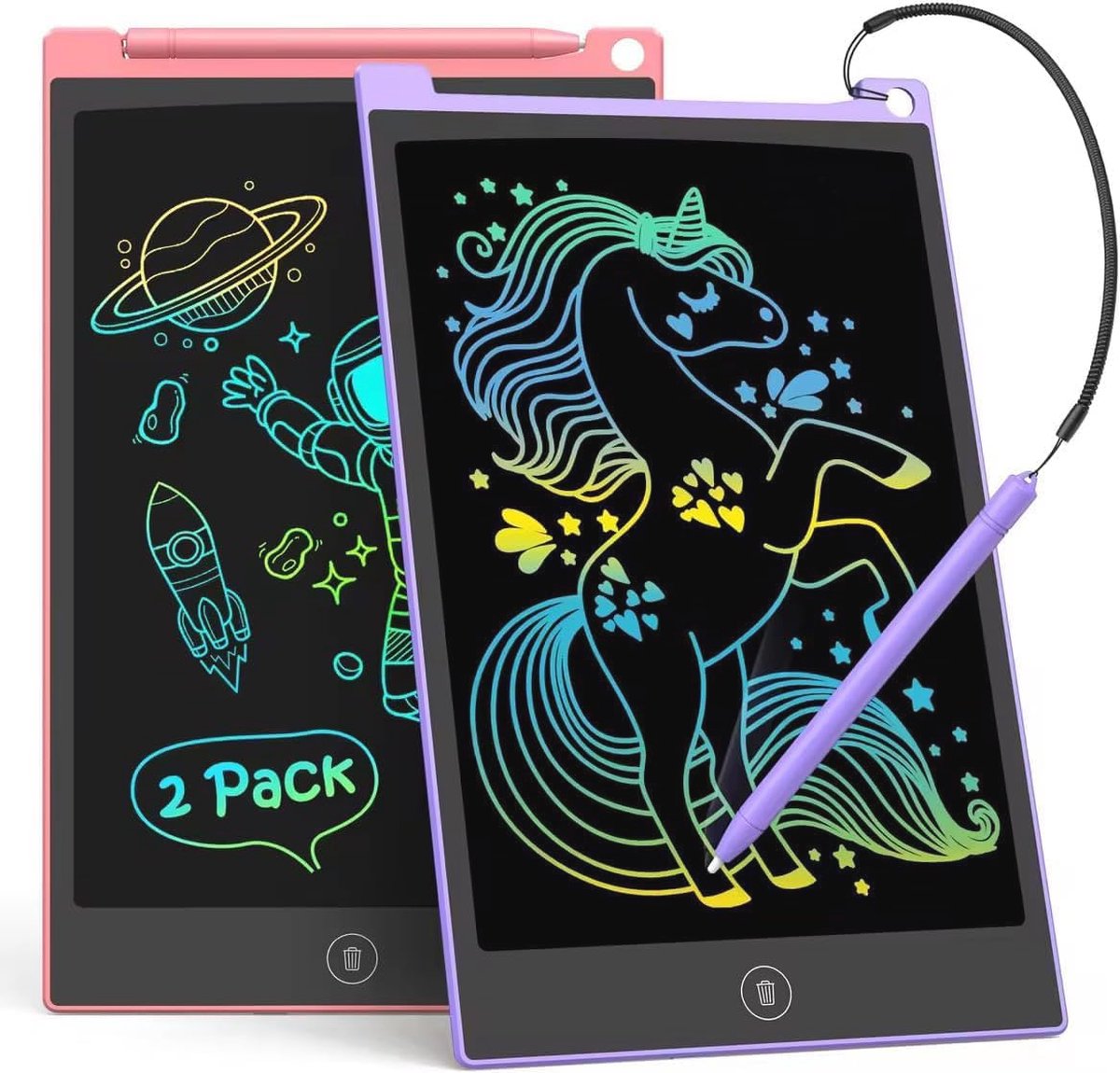 LCD schrijfbord set - 2 uitwisbare 8,5 inch tablets voor creativiteit en leren
