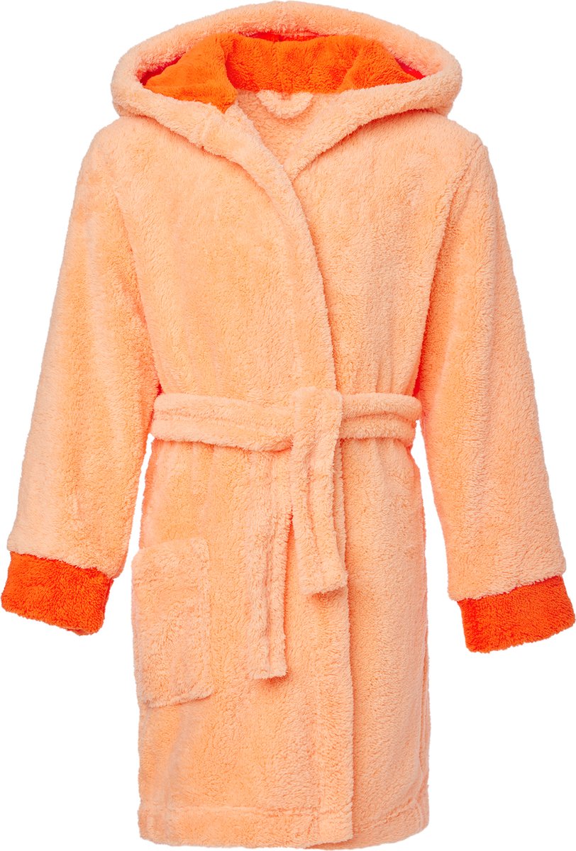 Timone Kinderen Badjas met Capuchon - Wasmachine bestendig - Polyester - TI-Kids - Abrikoos/Oranje (727/678) - 110-116