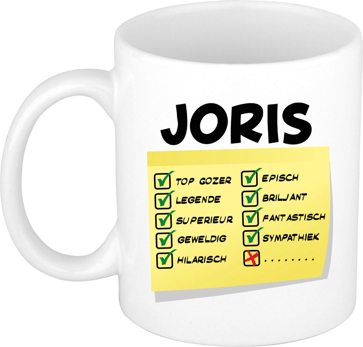 Bellatio Decorations Naam mok Joris - wit - top gozer - keramiek - 300 ml - cadeau collega beker