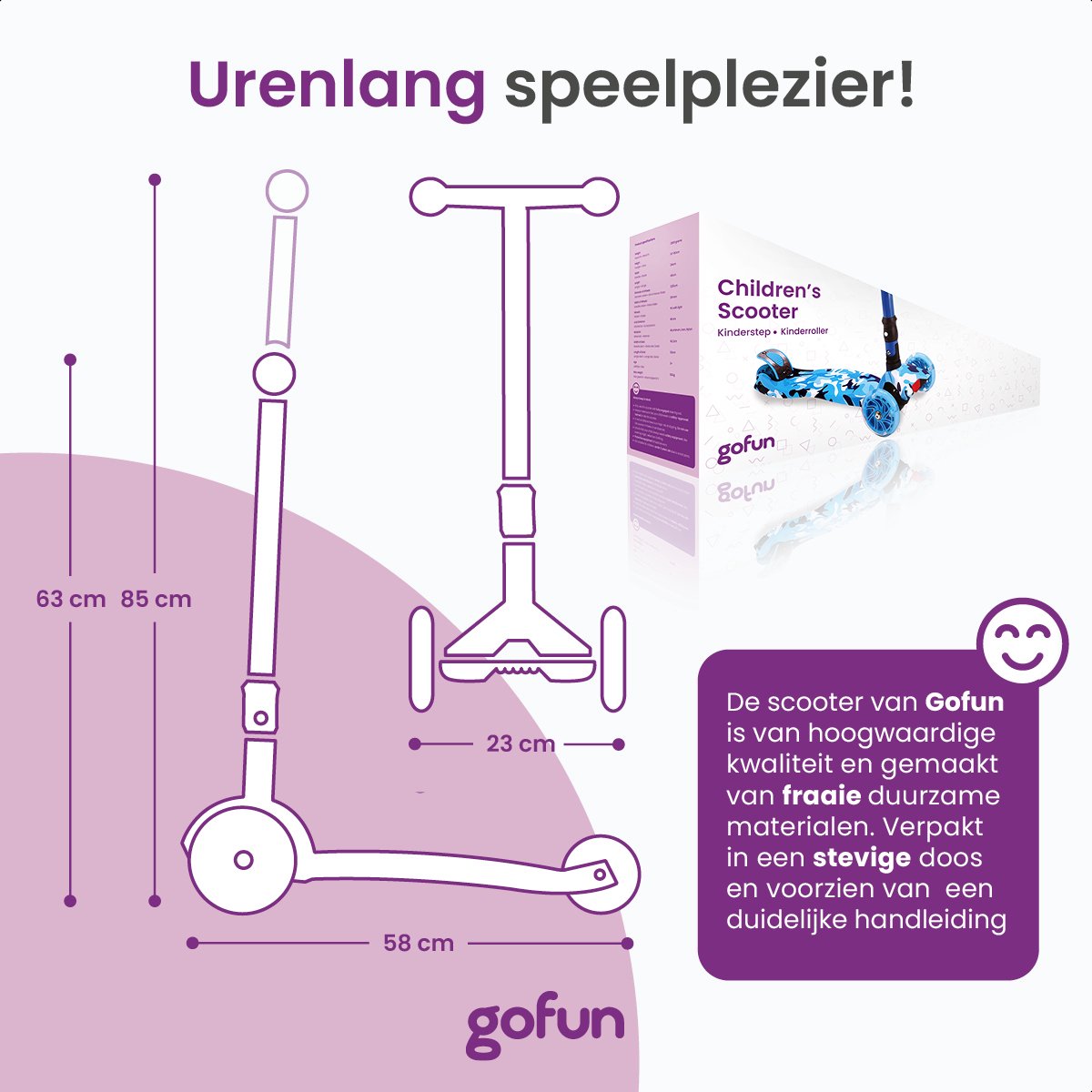 Gofun Kinderstep - Lichtgevende Wielen - Opvouwbaar - Step 3-8 jaar - Verstelbaar Stuur - Antislip - 85 x 58 x 23 cm - Blauw — afbeelding 6