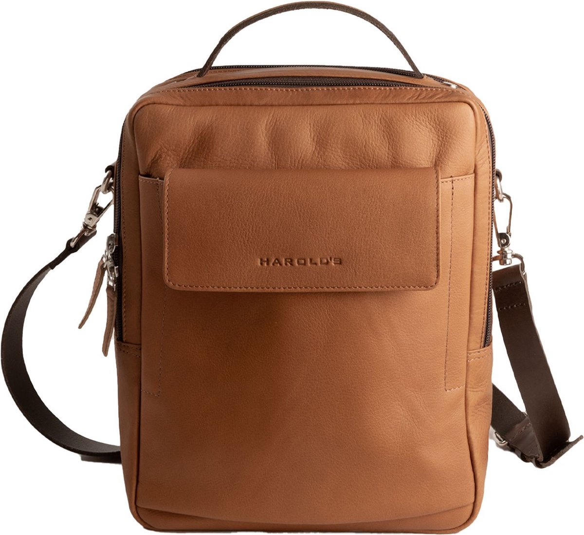 HAROLD'S Leren Schoudertas Country Crossbag Handle Cognac Lichtbruin