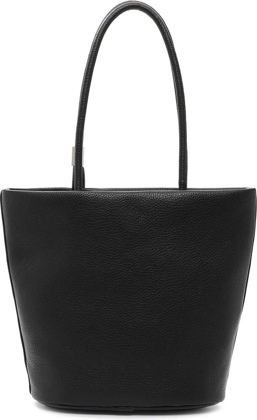 Shopper Tamaris noir à forme légèrement évasée et anses rondes. Le logo est discrètement apposé sur le devant.
