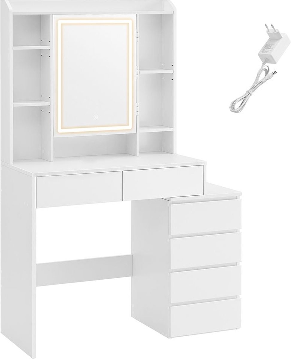 LED-kaptafel - kaptafel - make-upbureau - wolkwit - modern design - 40 cm x 97,5 cm x 145 cm
