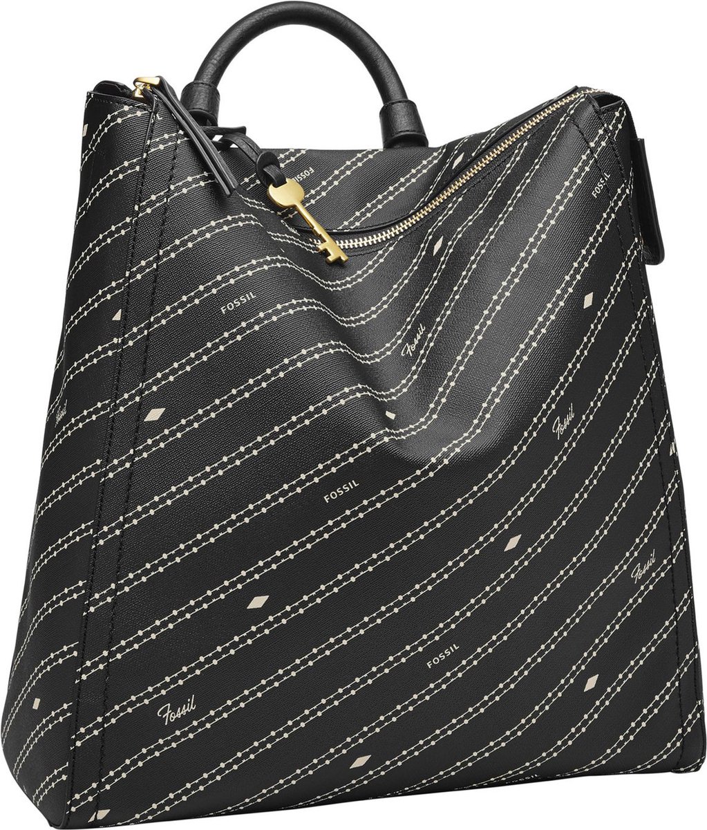 FOSSIL Vrije tijd rugzak Rugzak Parker Backpack Black / Bone Zwart Wit