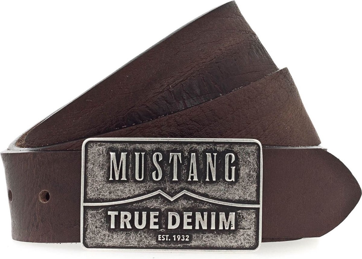 MUSTANG Leren Riem Men Leather Belt W100 D. Brown Bruine