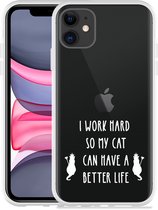 Cazy Hoesje geschikt voor iPhone 11 - Royalty Cat Wit