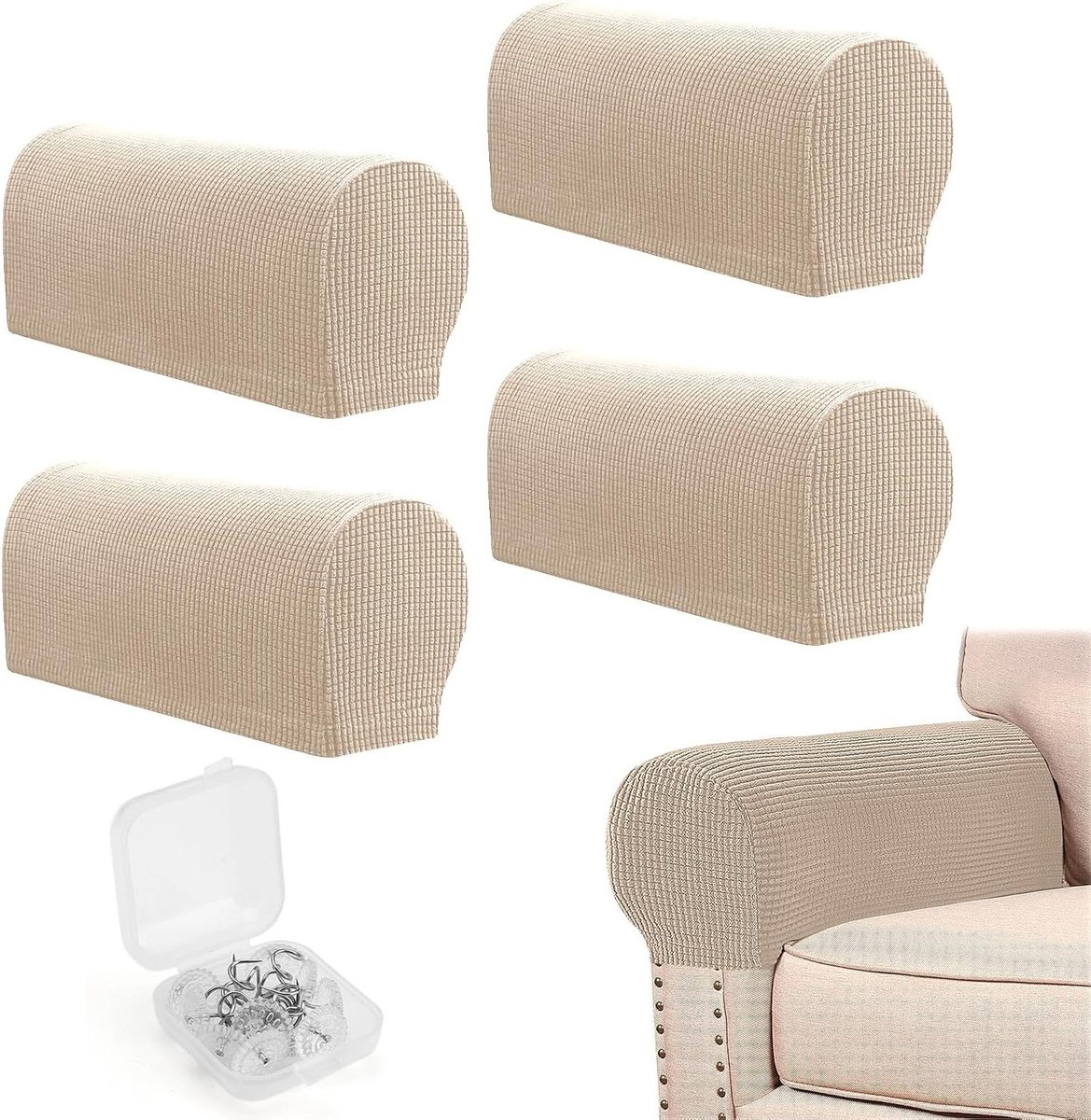 Armleuningstoelhoezen - Set van 4 - Rekbare armleuningbeschermers - Antislip - Voor fauteuils .
