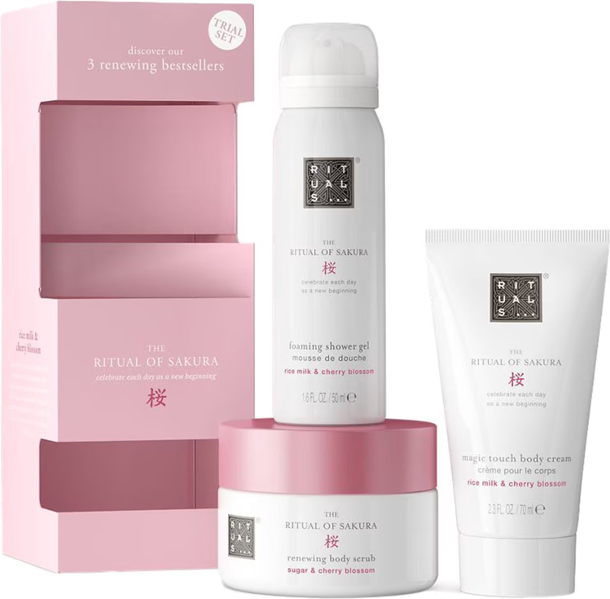 Rituals - Sakura Trial Set - Sakura Shower Gel - Sakura Body Scrub - Sakura Body Cream -