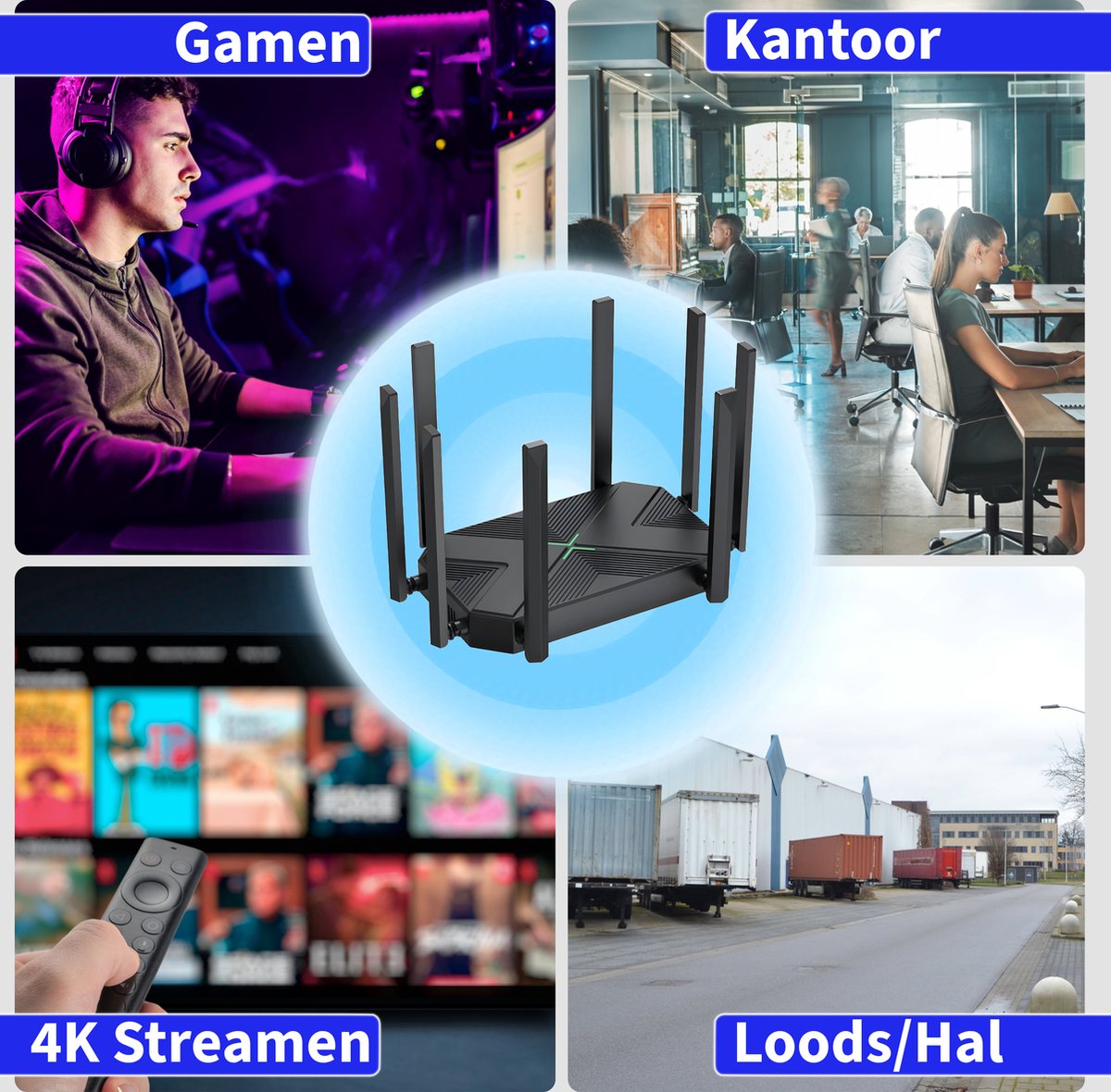 Afbeelding 3 van Phreeze 4K Router - Wifi Versterker - 300 Meter Bereik - Dual Band - 1200 MBPs - Wi-Fi Repeater - Access Point - Zwart