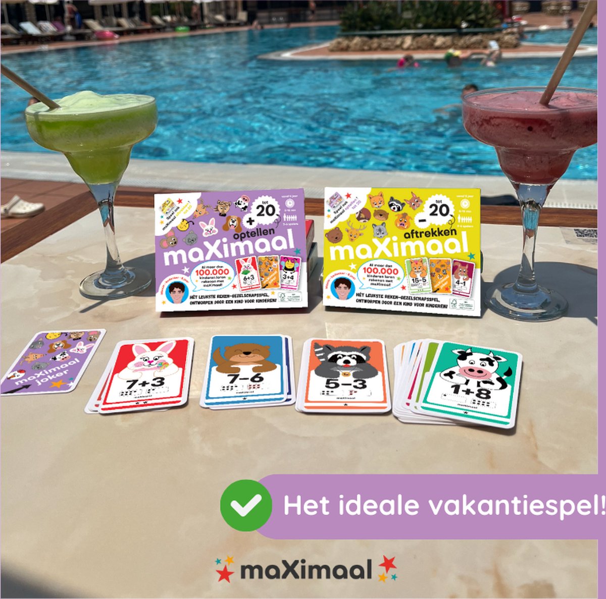 maXimaal voordeelset 4 spellen: Optellen tot 20 + Aftrekken tot 20 + Maaltafels + Deeltafels | Kaartspel | Bedenker: Maxim (8 jaar) | Optellen, aftrekken tot 20, maaltafels, deeltafels, rekenen wordt kinderspel | Meng & speel met alle spellen! — afbeelding 8