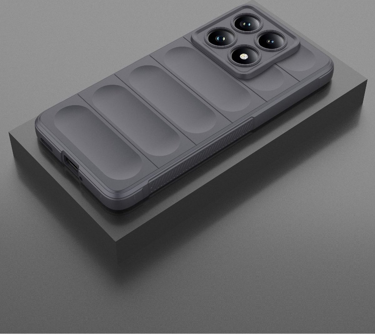 Mobigear Hoesje geschikt voor Xiaomi 14T Pro Telefoonhoesje Flexibel TPU | Mobigear Bumpy Backcover | 14T Pro Case | Back Cover - Grijs