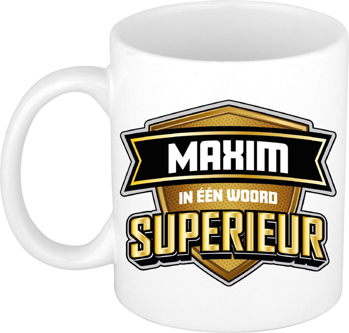 Bellatio Decorations Naam mok Maxim - wit - Superieur - keramiek - 300 ml - collega beker - cadeau