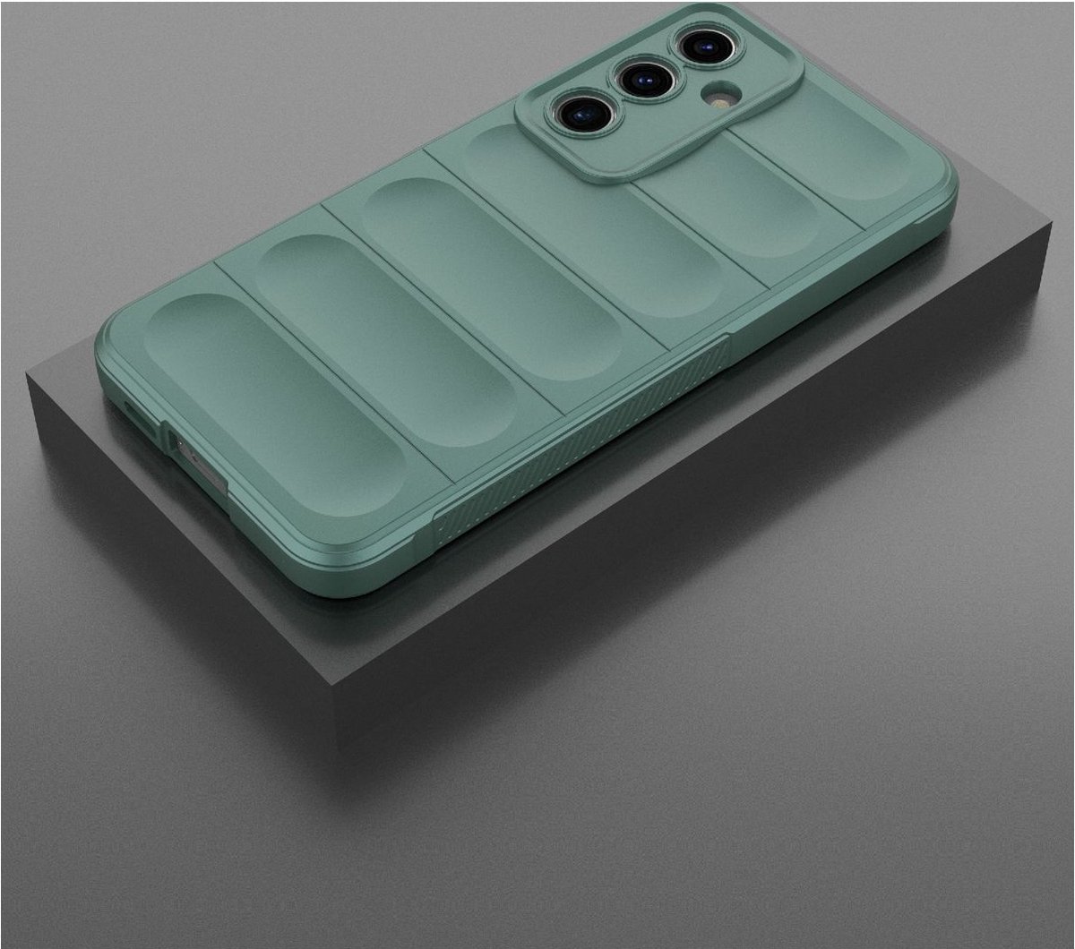 Mobigear Hoesje geschikt voor Samsung Galaxy S24 FE Telefoonhoesje Flexibel TPU | Mobigear Bumpy Backcover | Galaxy S24 FE Case | Back Cover - Groen