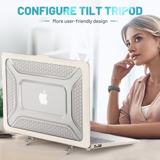 Turtle Shift Laptopcover Shield geschikt voor MacBook Air 13' inch - 2020 en 2018 - A2337 / A2179 / A1932 - Beige