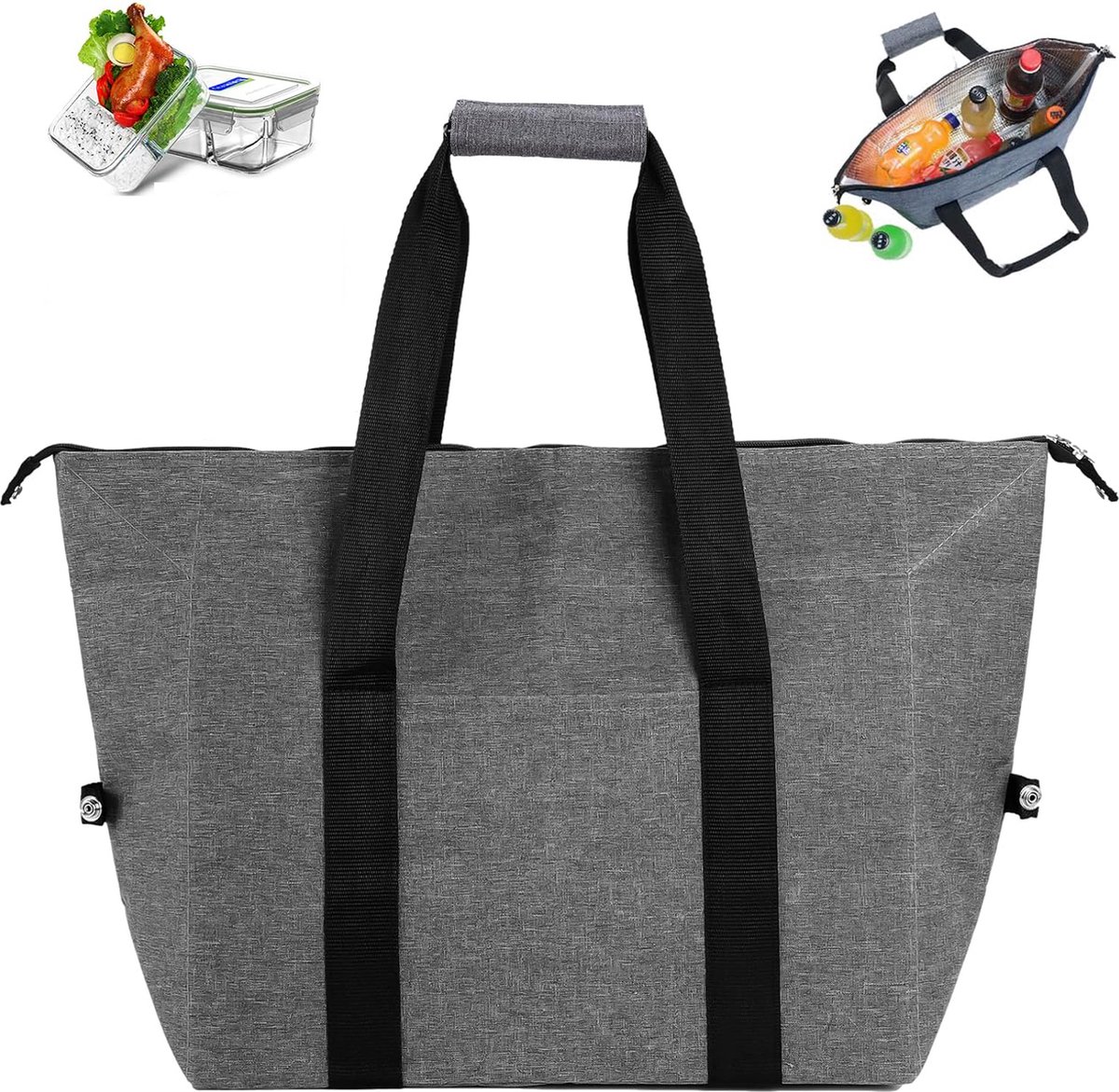 Crrynuo Koeltassen - Lunchtas - Opvouwbare - 56x34x39cm - Grijs
