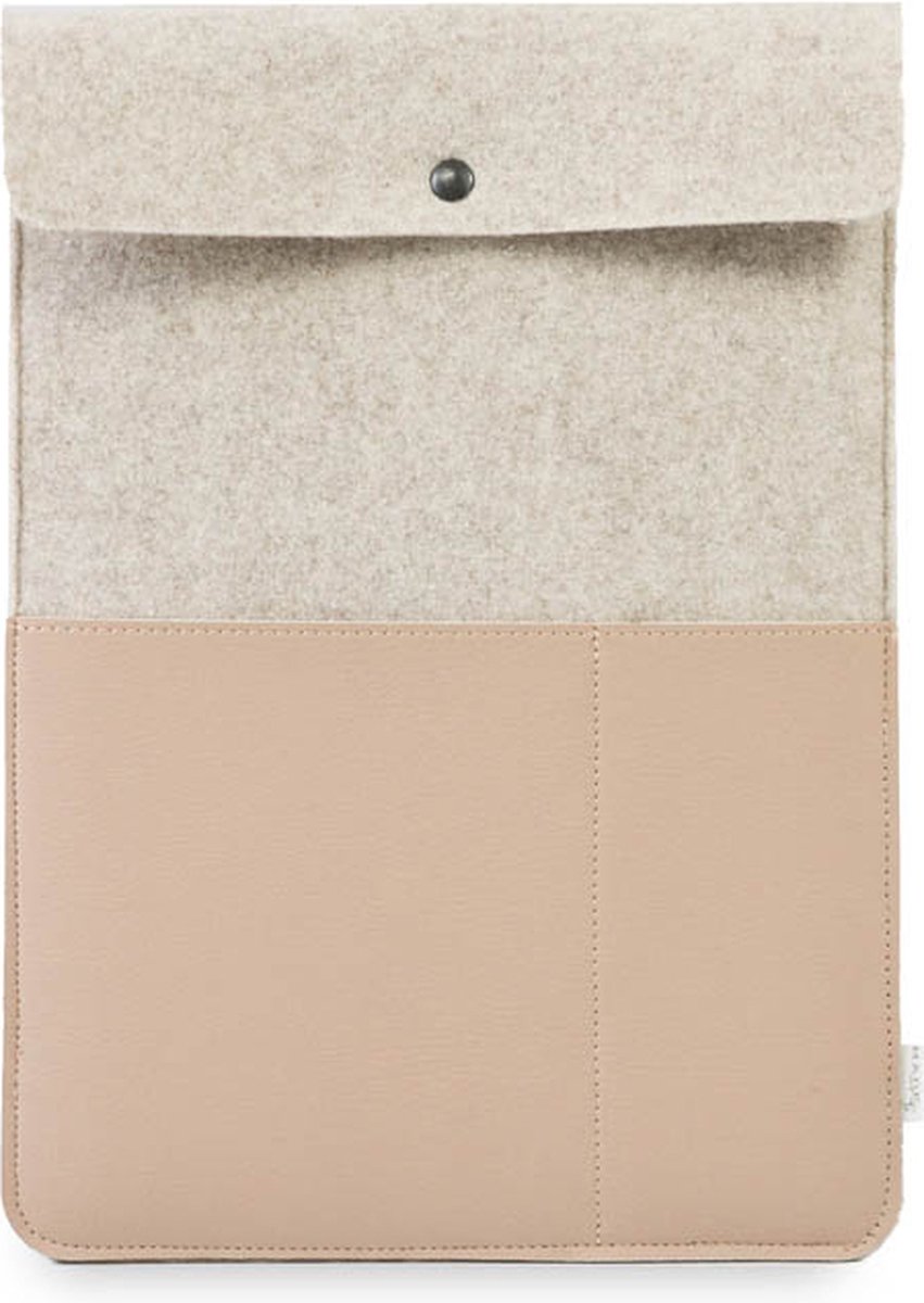 Laptop hoes BEAU -14 inch - Laptopsleeve - Beige - Gerecycled wolvilt en appelleer - Duurzaam