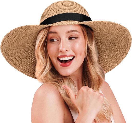 Dames Zonnebrandcrème Vakantie Strand Wilde Rand Zonnehoed Elegante Stijlvolle Strik Strohoed I 20601