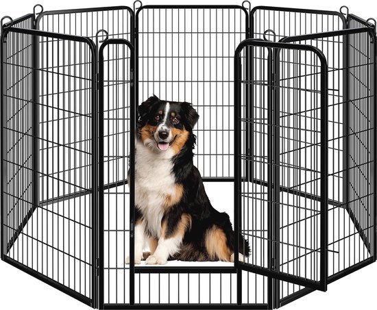 Yaheetech Buitenren puppyren 6-hoekig dierenhok van metaal puppykooi