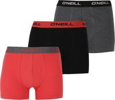O'Neill Heren Boxershorts Trunks Rood/Grijs/Zwart 3-Pack - Maat L