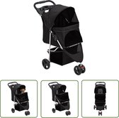 Poussette pour chien The Living Store - Tissu Oxford 300D Comfort - Zwart - 80x46x98 cm (LxlxH)