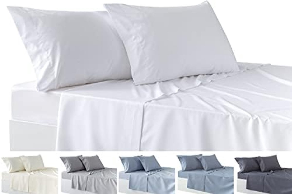 4-delige beddengoedset - Hoeslaken en 2 Kussenslopen, 50 x 80 cm, voor bedden 180 x 180 x 190/200 cm