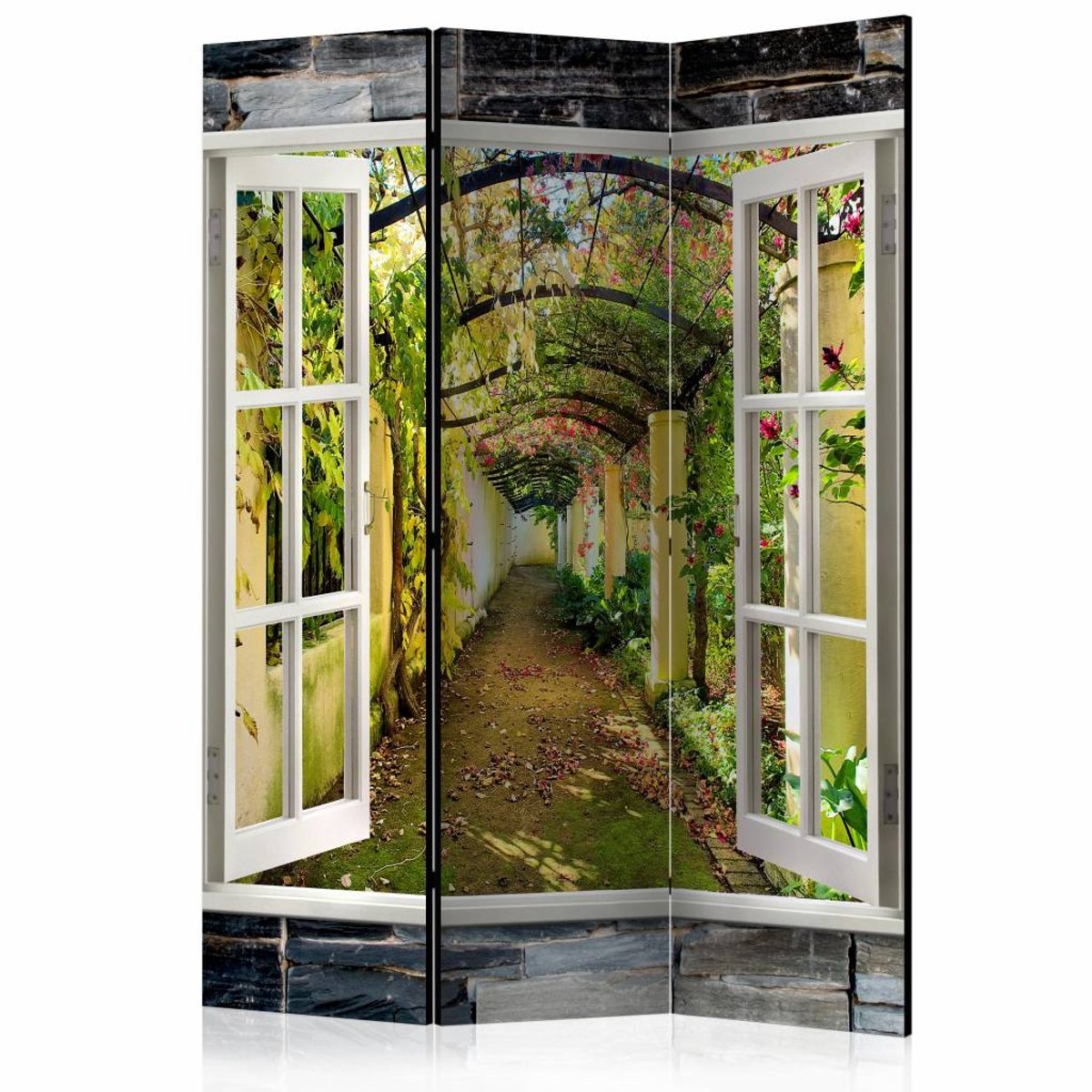Vouwscherm - Kamerscherm - Geheime tuin 135x172cm , gemonteerd geleverd , dubbelzijdig geprint