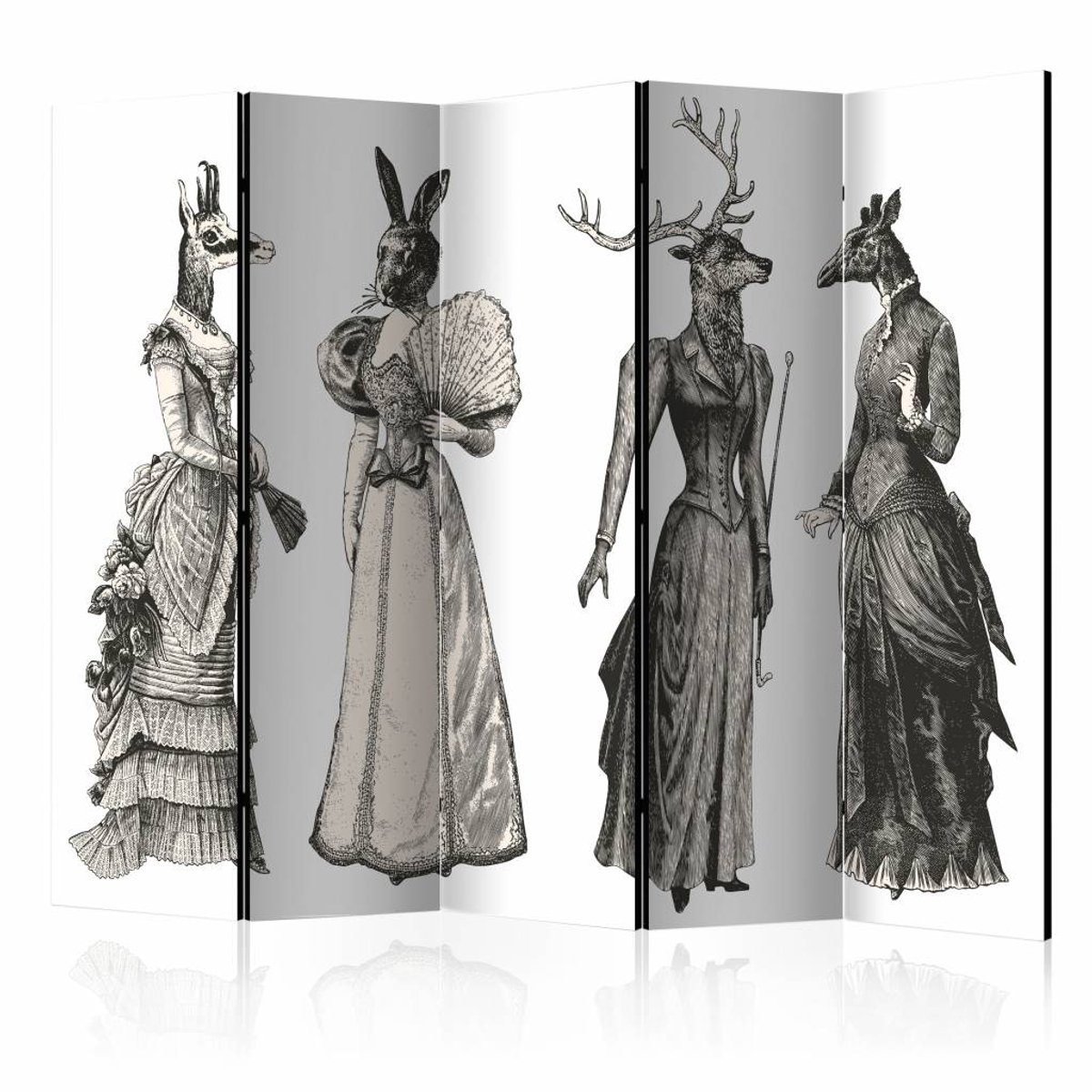 Vouwscherm - Nette dierentuin, mode 225x172cm , gemonteerd geleverd, dubbelzijdig geprint (kamerscherm)